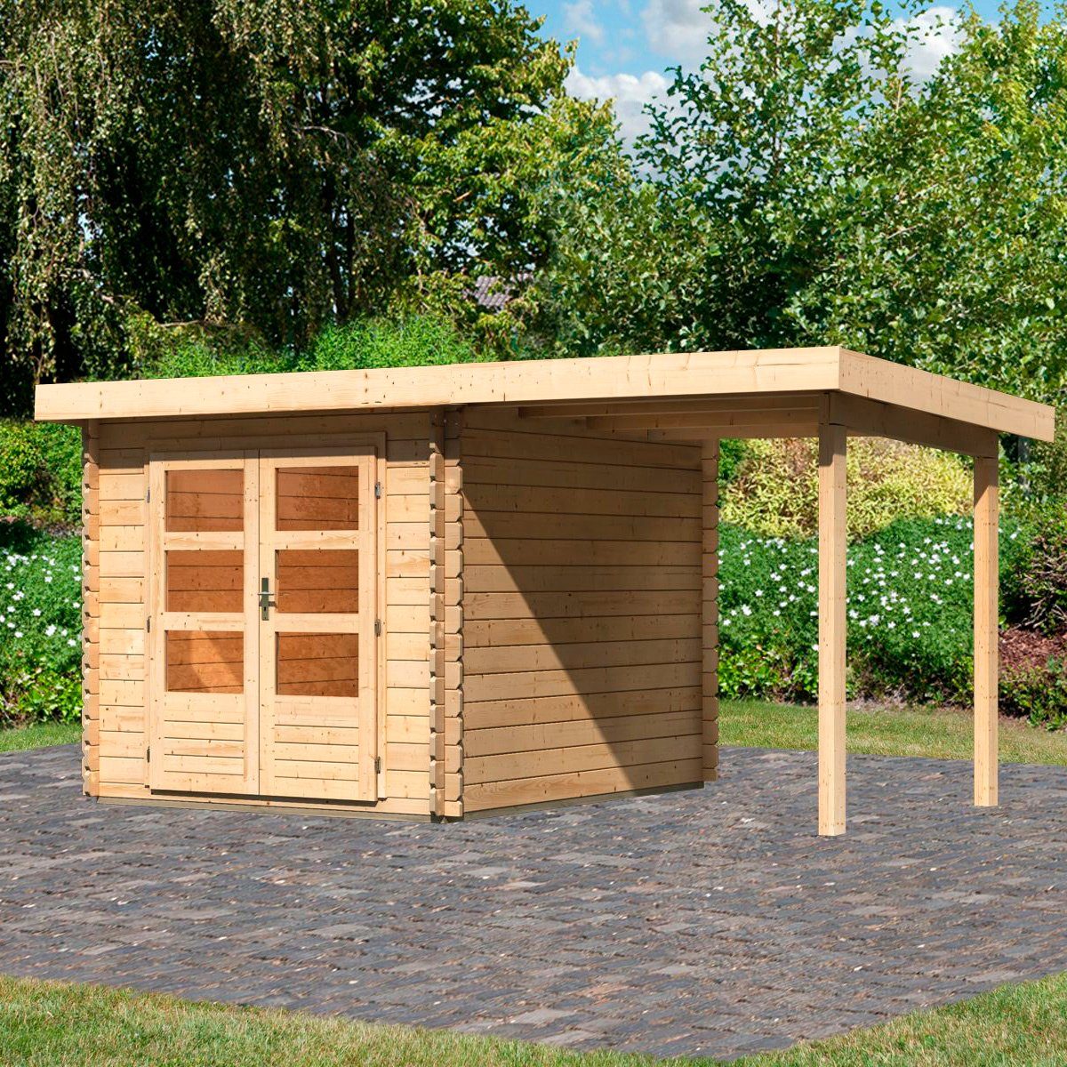 Karibu Gartenhaus Bastrup 4, BxT: 455x333 cm, (Set) | Gartenhäuser