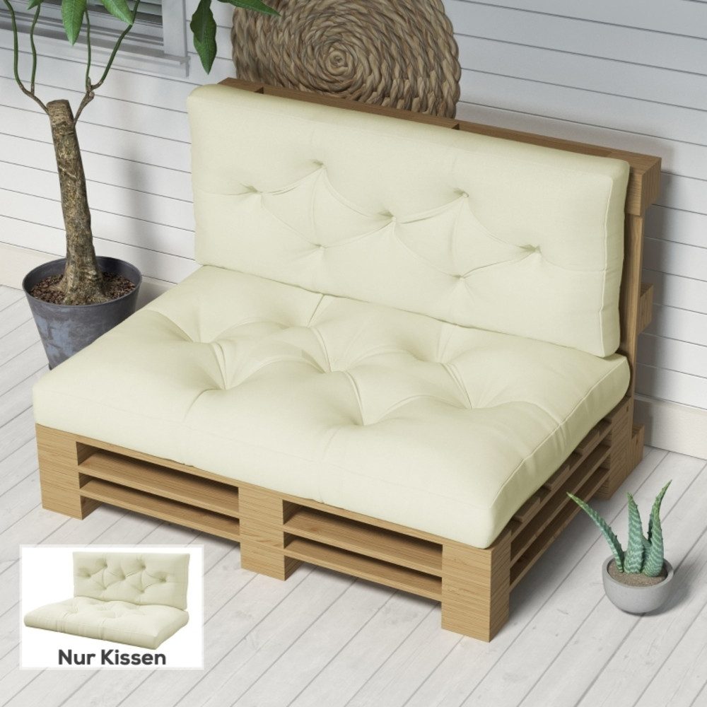 REDOM Bankauflage Sitzauflage 120 x 80 x 12 cm mit Knopfdesign für Bank und Stuhl, (1 St., Polsterkissen für Gartenstuhl Sofa Bank, vielseitige Innen & Außen), Cremeweiß Kissenauflage für Innen- und Außenbereich Nutzung