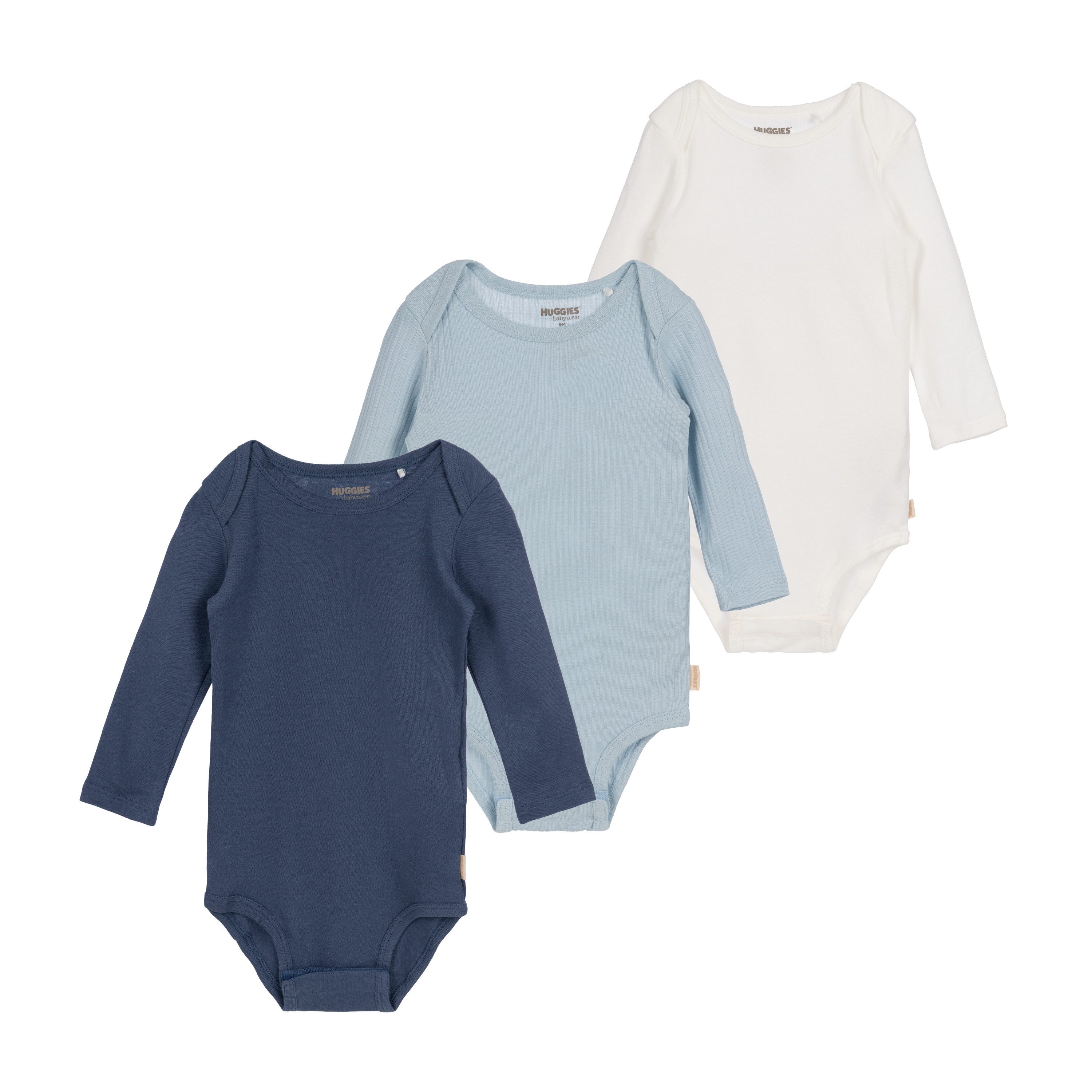 HUGGIES babywear Langarmbody HUGB 3PK BODYSUIT (Packung, 3-tlg) 3er-Pack, in Ripp-Optik
