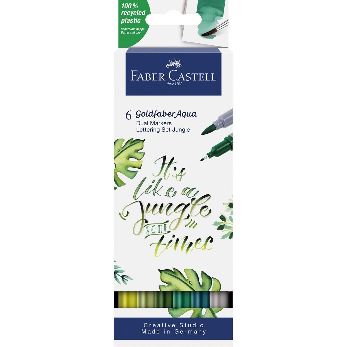 Faber-Castell Marker FABER-CASTELL Aqua Dual Marker Goldfaber Lettering Set Jungle 5 Stück