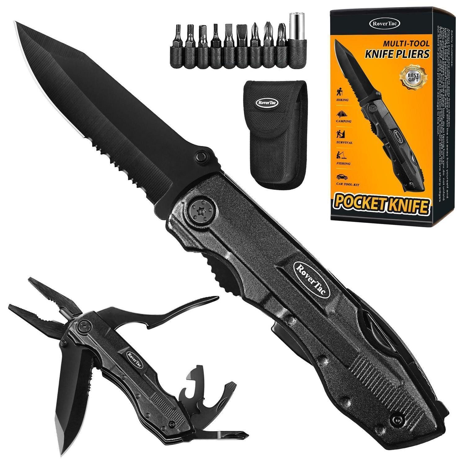 LuxusKollektion Multitool Multitool Taschenmesser mit Zange & 9 Bits