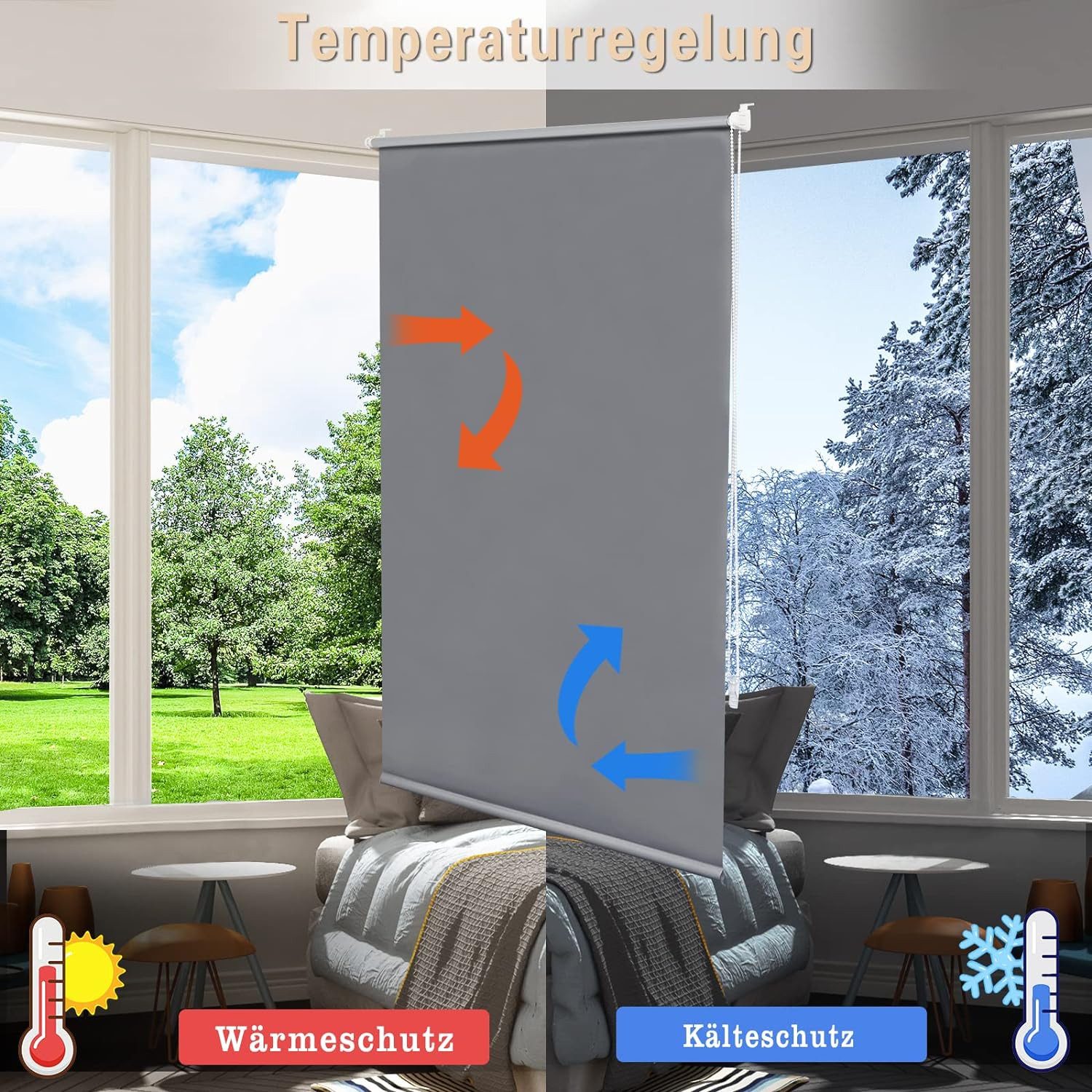 Verdunklungsrollo, Woltu, verdunkelnd, verspannt, Klemmfix, ohne Bohren easyfix