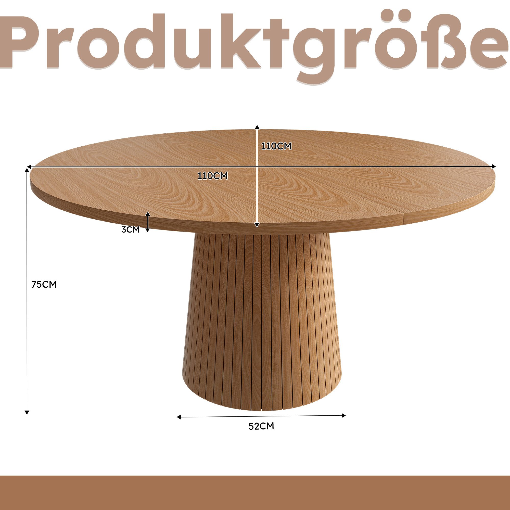 Celya Esstisch Runder Küchentisch 110 cm Landhausstil mit Metallinnenrahmen – Bild 2 von 5