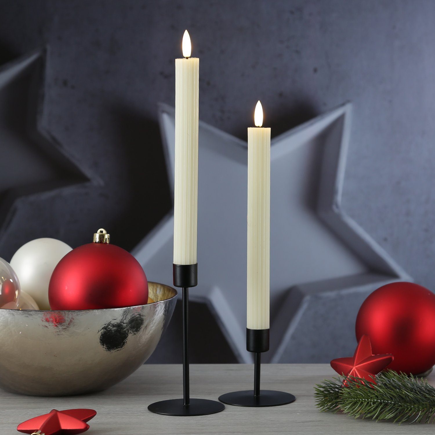 St) Tafelkerzenhalter H: MARELIDA Kerzenständer Kerzenhalter schwarz (1 14cm Stabkerzenhalter