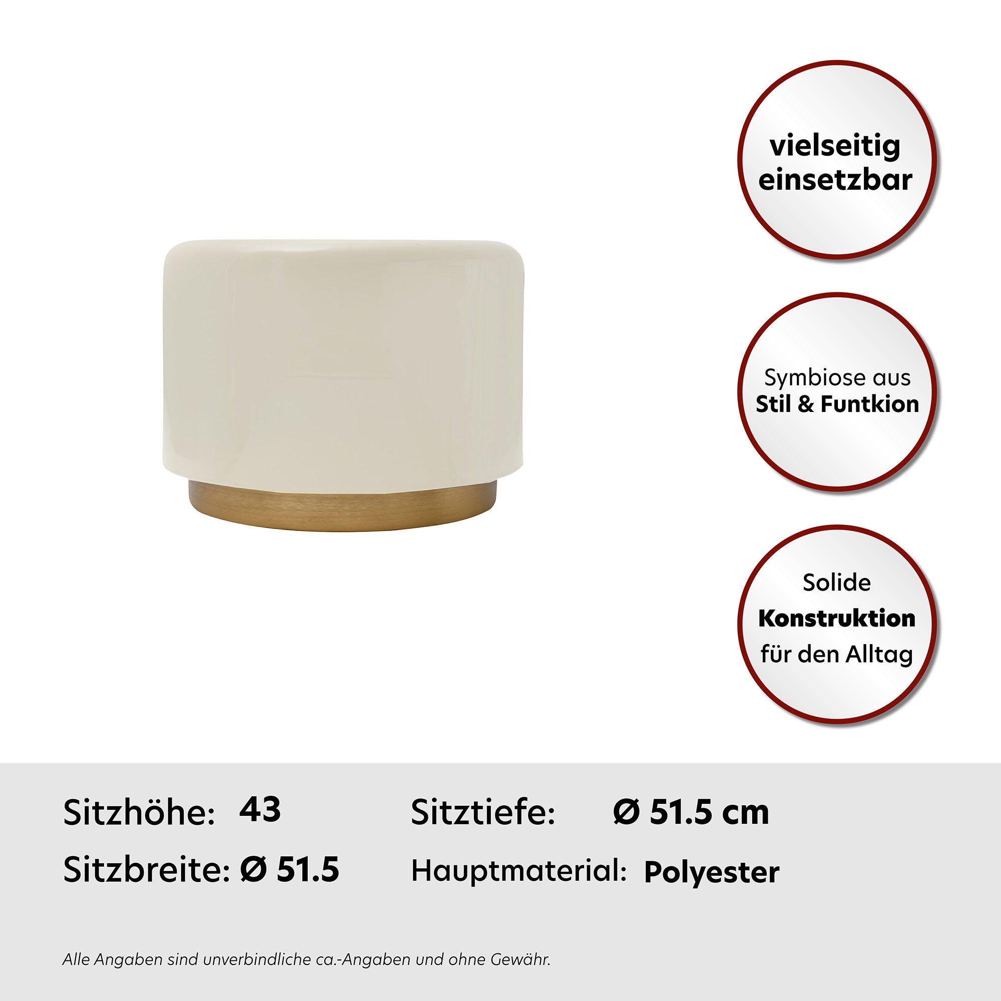 Kayoom Sitzhocker Hocker Artisse, Edler Touch durch goldenen Sockel (1 St), stilvoll, farbig lackiert, dekorativ, Moderner Look
