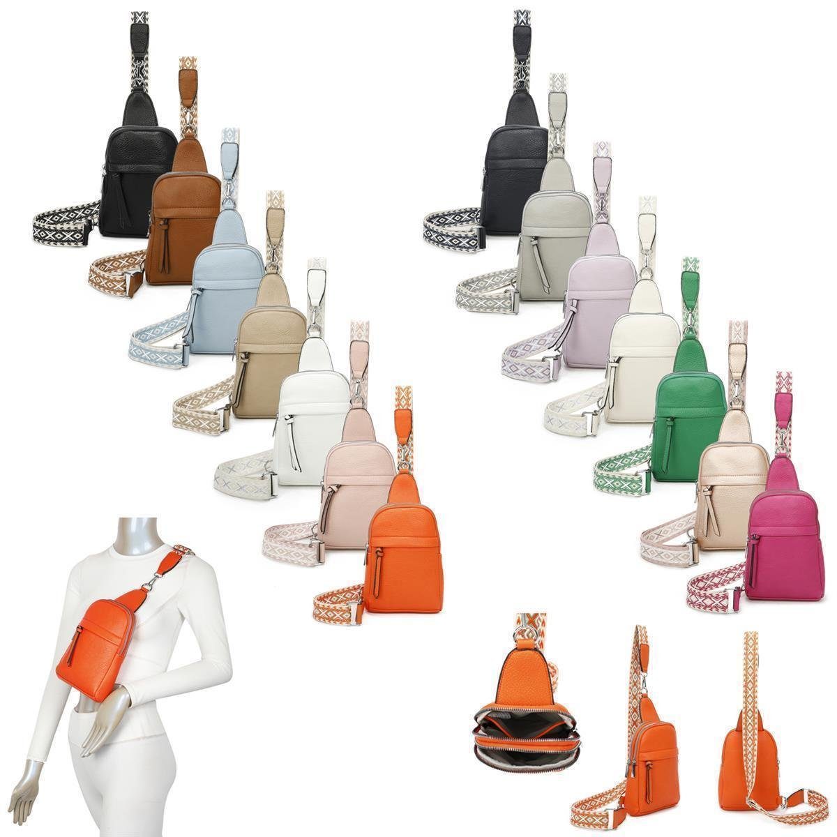 ITALYSHOP24 Schultertasche Damen Sling-Tasche Crossbody Brusttasche Bodybag günstig online kaufen