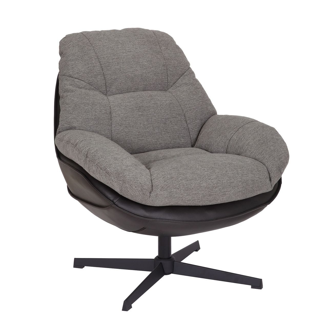 Better Home Relaxsessel gepolsterter Drehstuhl, Loungesessel, hellgrau & schwarz