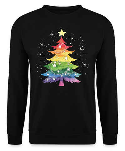 Quattro Formatee Sweatshirt Regenbogen Weihnachtsbaum Christmas - Weihnachten X-mas Weihnachtsgesc (1-tlg)