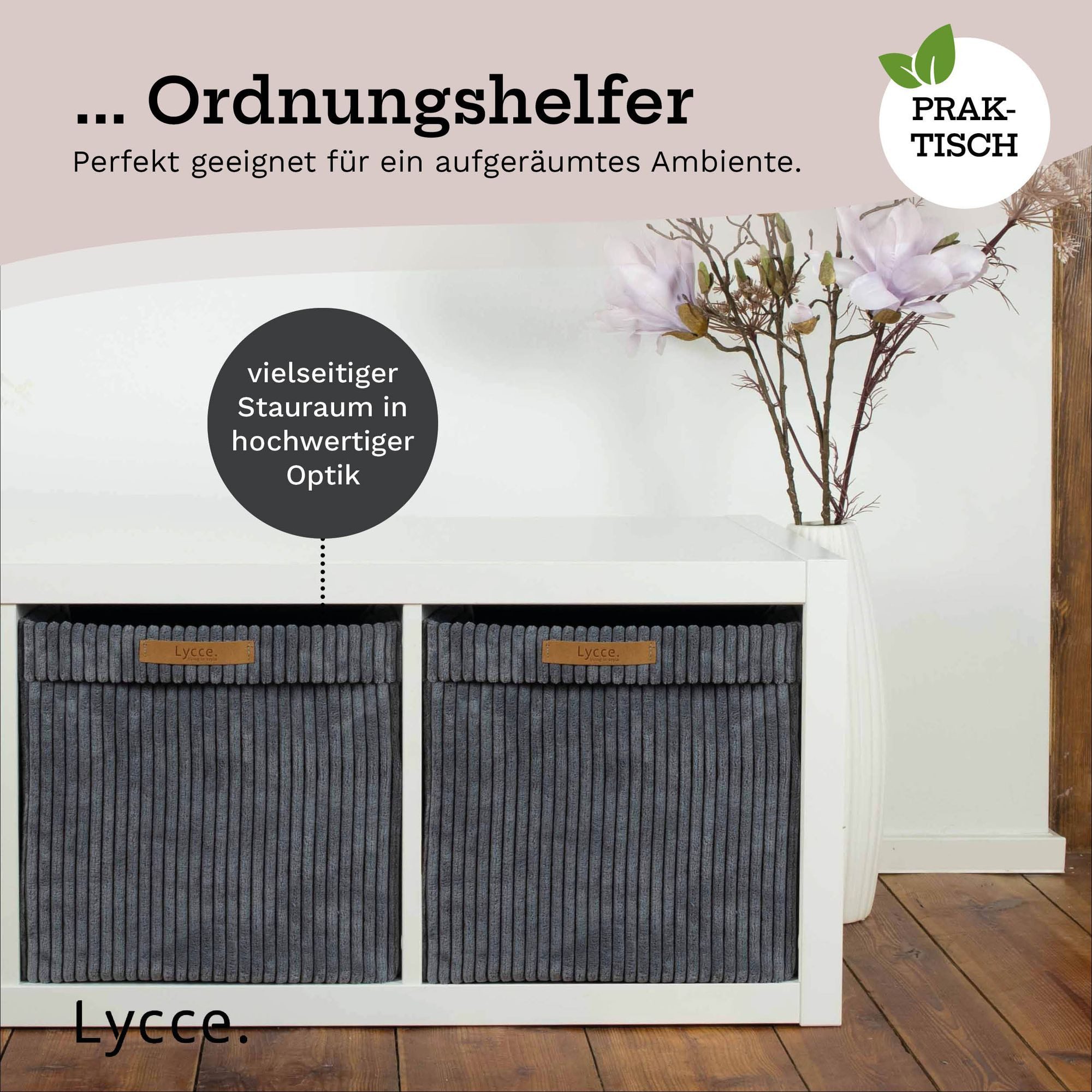 Lycce Regalkorb Kallax Boxen Cord 4er Set beige, faltbare Aufbewahrungsbox 33x33x31cm (4 St) – Bild 5 von 5