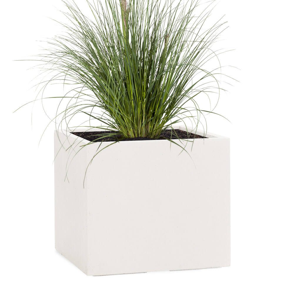 Pflanzwerk® Pflanzkübel CUBE Premium Fiberglas Blumenkübel Frostbeständig mit Lotus-Effekt, Lotus-Effekt - Handgefertigt - Eckig - Frostbeständig