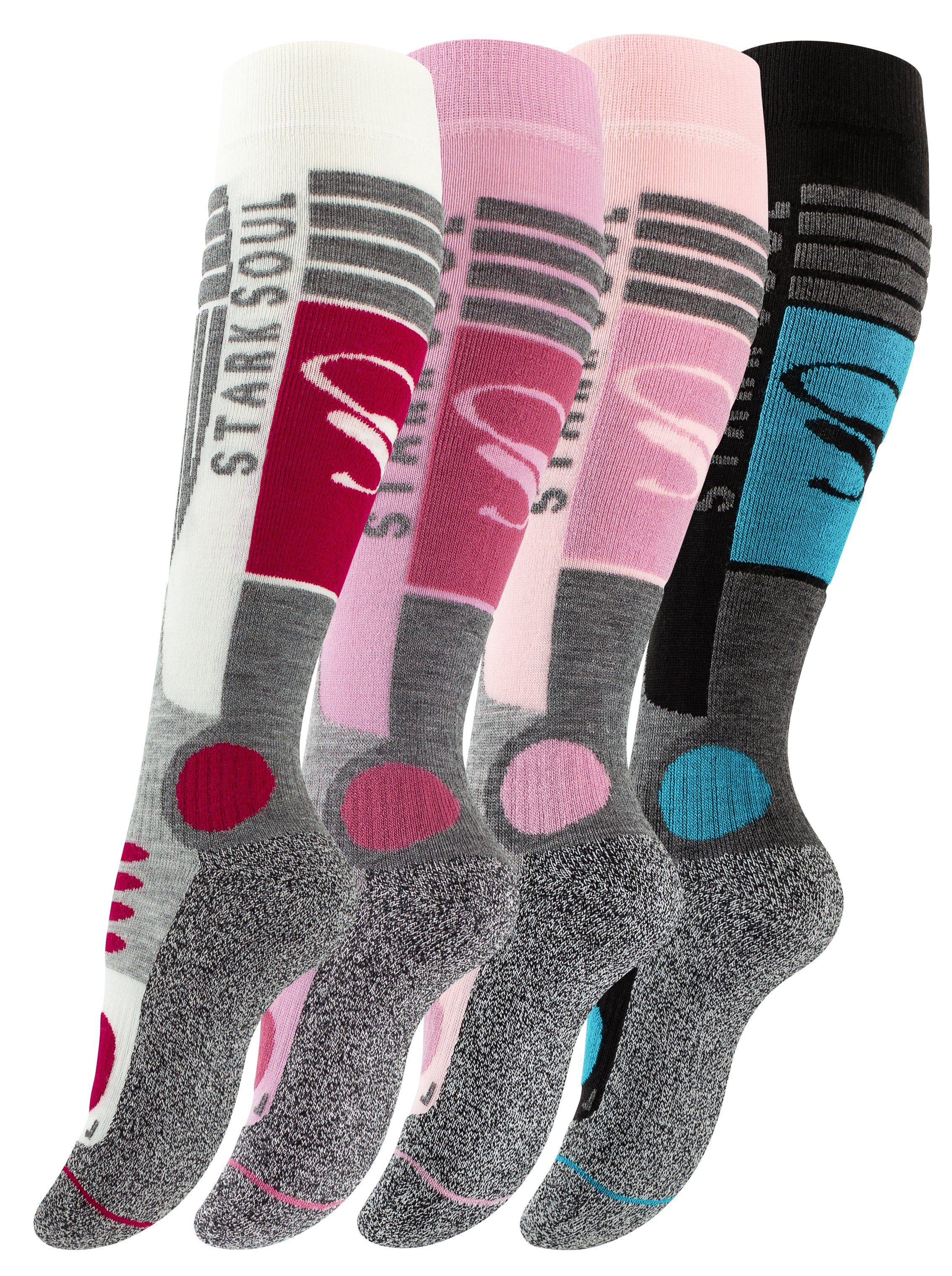 Stark Soul® Skisocken Ski & Snowboard Socken, Skistrümpfe mit Spezialpolsterung, 2 Paar Dehnungszonen an Knöchel und Spann, Doppelbündchen, weiche Zehennaht