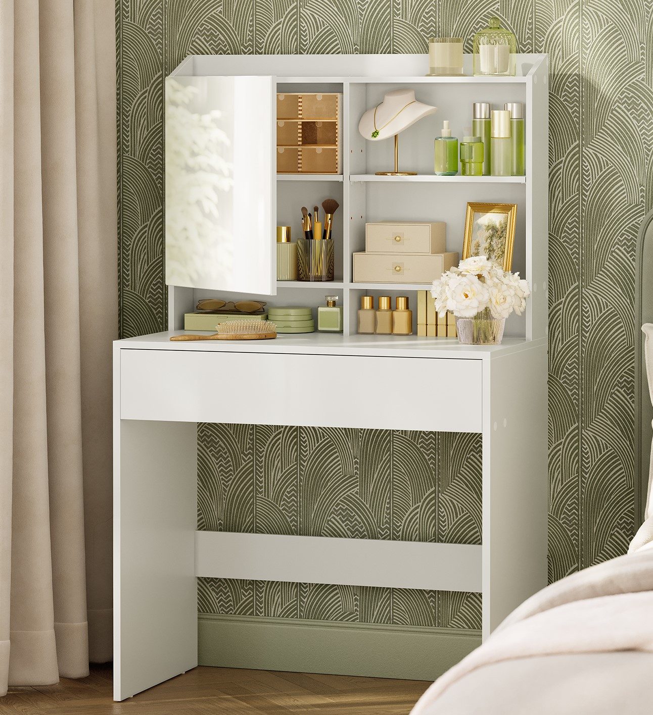 VASAGLE Schminktisch Frisiertisch, Kosmetiktisch, mit Spiegel, verstellbare günstig online kaufen