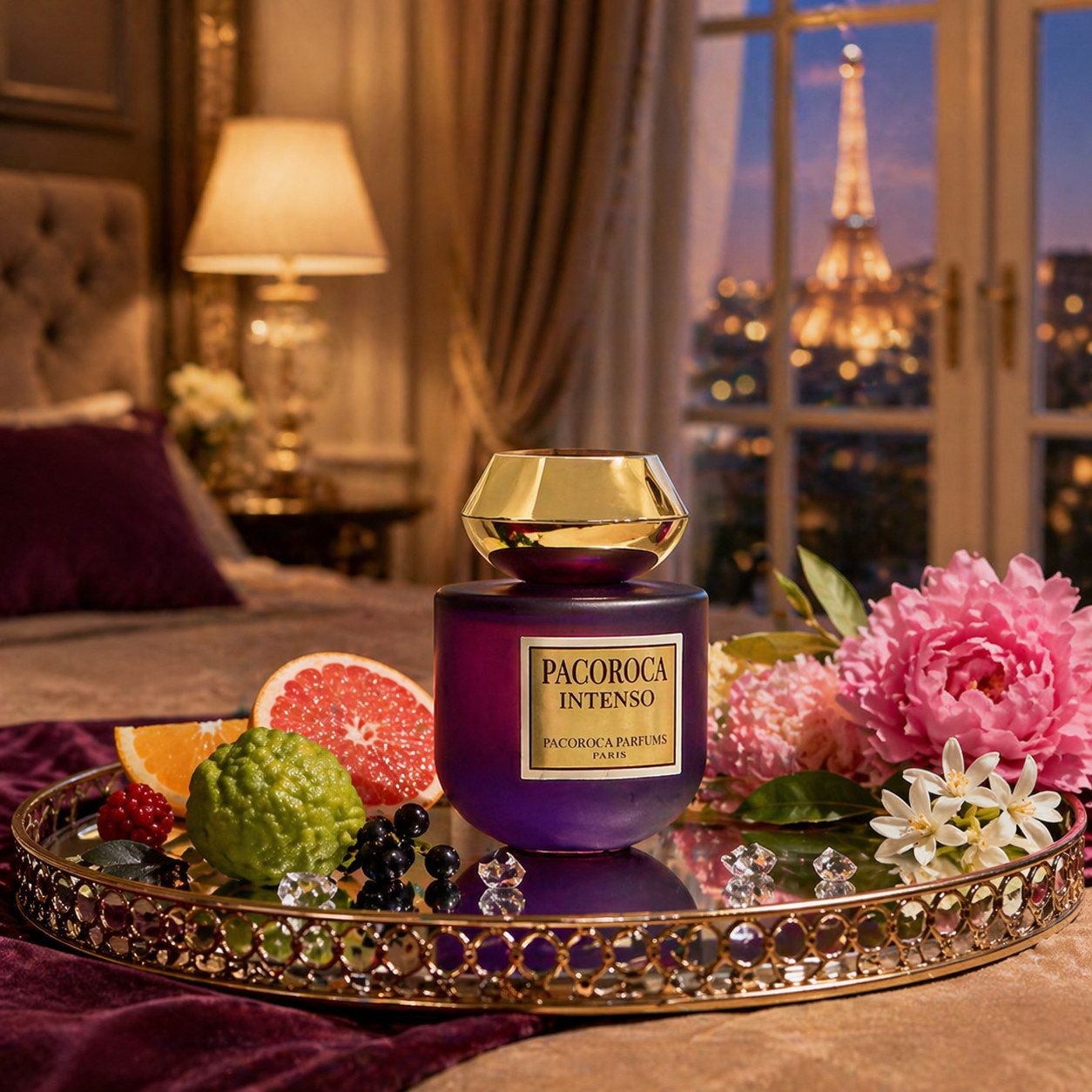 PACOROCA PARIS Eau de Parfum Pacoroca Intenso Herrenduft Fruchtig Blumen aus Paris 100 ml, 1-tlg., Hergestellt Paris Luxuriöser Herenduft, langanhaltend, edle Verpackung