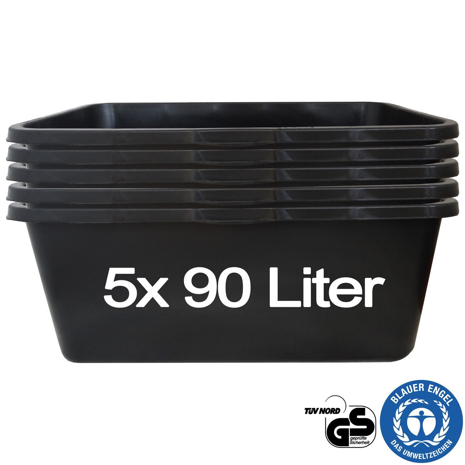 Hossi's Wholesale Mörtelkübel 5x Mörtelwanne 90L Pflanzwanne Tuppe Zementkübel Maurerkasten Garten, (5-tlg)