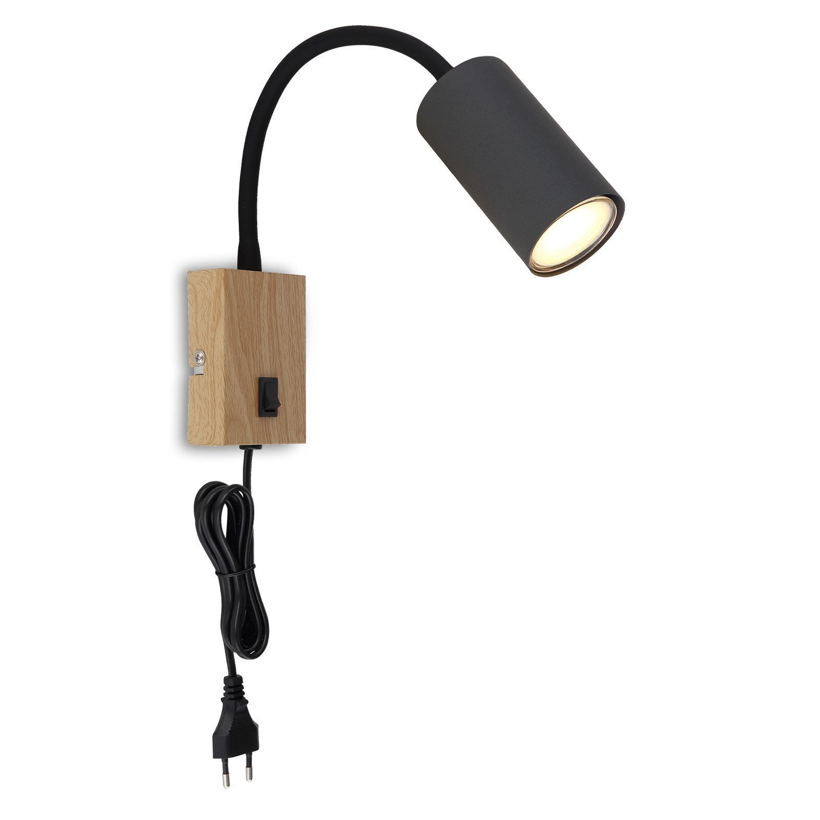 bmf-versand Wandleuchte Wandleuchte Innen Wandlampe mit Schalter Wohnzimmer Schlafzimmer, ohne Leuchtmittel, Holzoptik