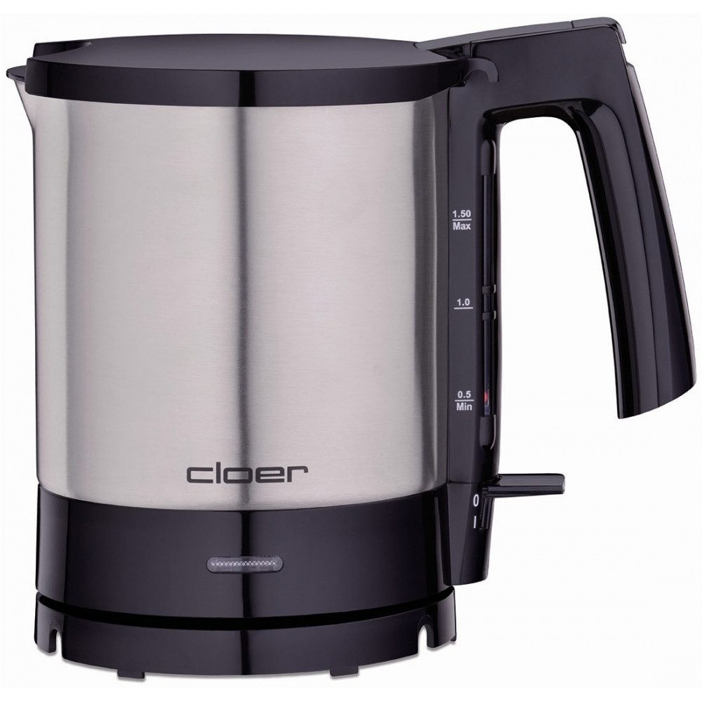 Cloer Wasserkocher 4710 Wasserkocher schwarz/edelstahl - Küchengerät, 1.5 l, 1800 W, 360° Drehbare Steckverbindung