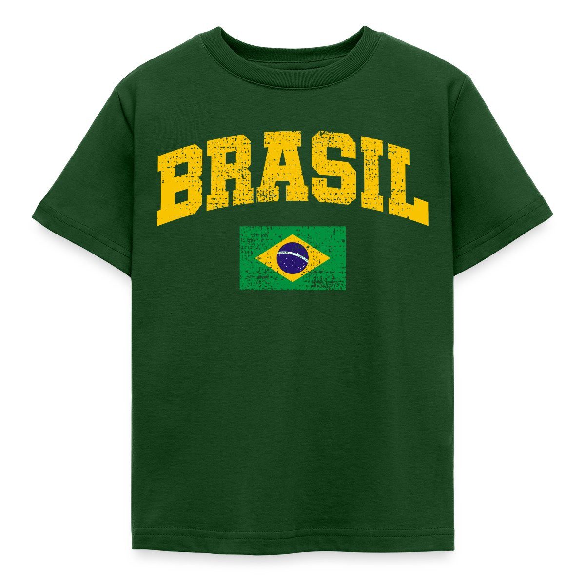 T-Shirt Brasil Schriftzug Brasilien Flagge Retro Kinder T-Shirt