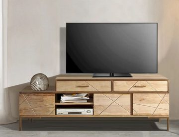 Main Möbel TV-Board Lowboard 175x62cm 'Houston' Mango natur & goldfarbig