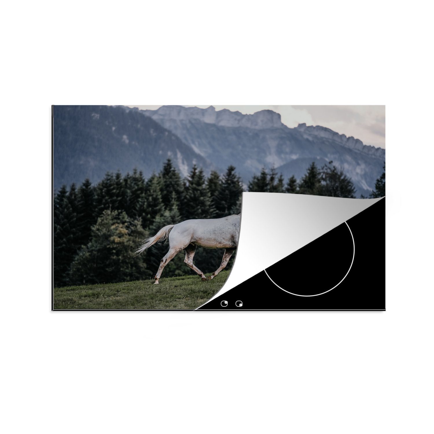 MuchoWow Herdblende-/Abdeckplatte küche, cm, Berge, die - Ceranfeldabdeckung Schutz - tlg), Induktionskochfeld Pferd für Vinyl, 81x52 (1 Weide