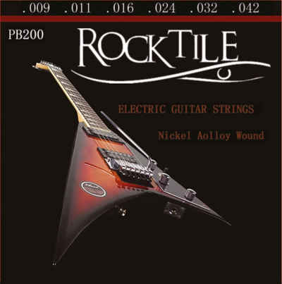 Rocktile Saiten Gitarrensaiten für E-Gitarre Super Light Nickel Wound, (1-tlg), Saiten: .009, .011, .016, .024, .032, .042