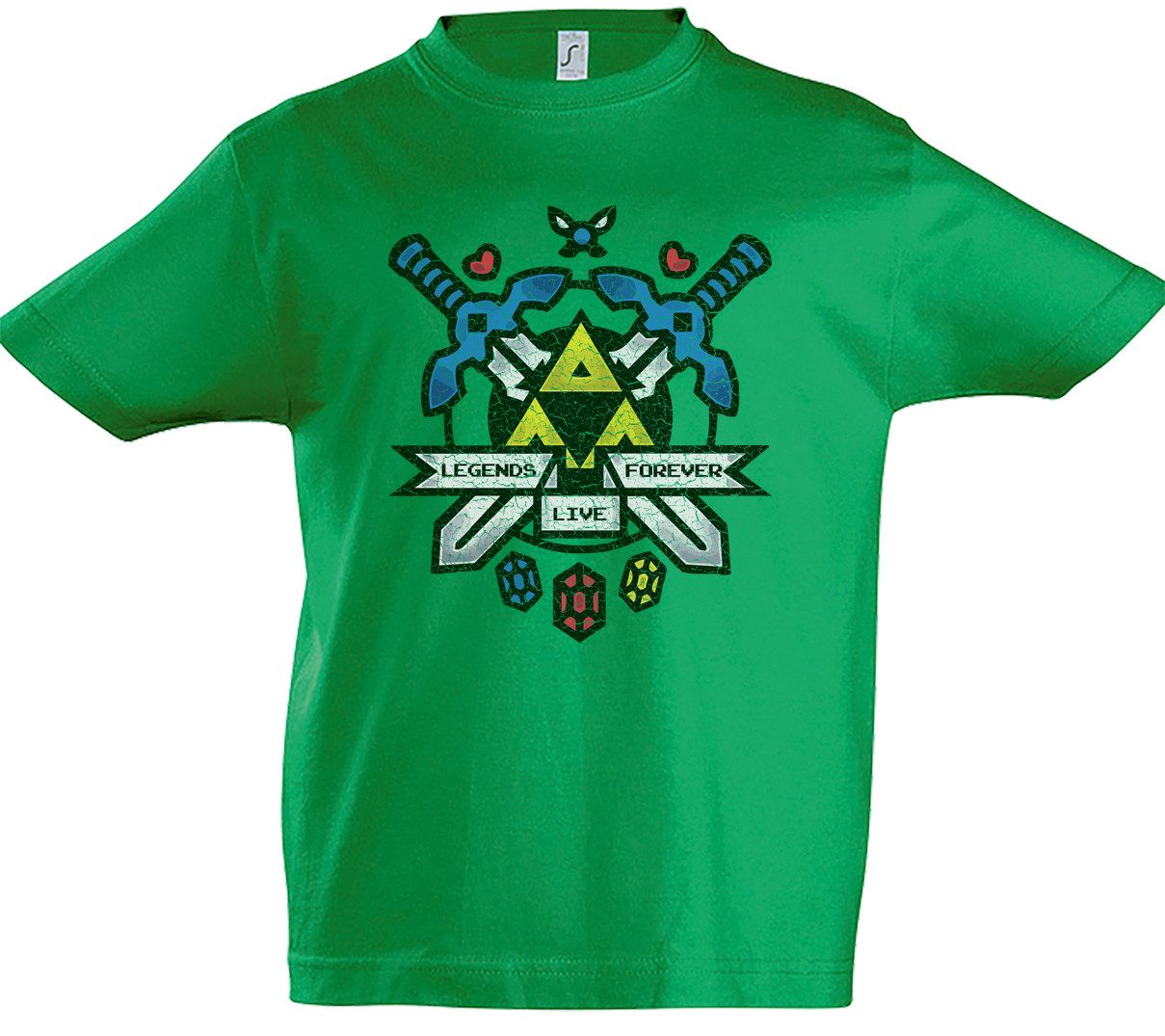 Print-Shirt Legends Live Forever Kinder T-Shirt Game Legend Gaming Triforce Link