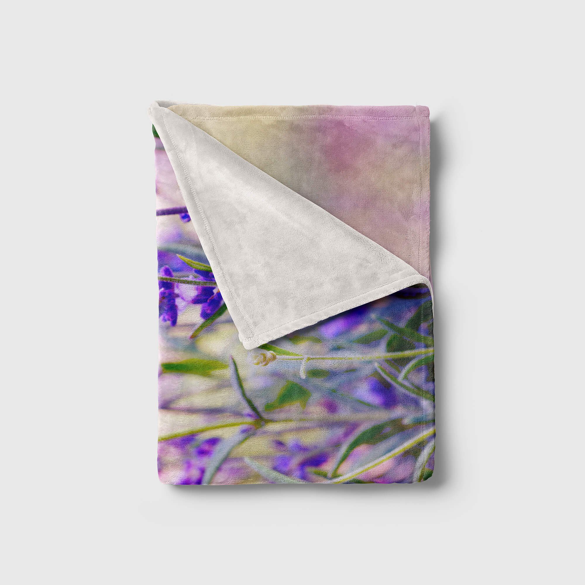 Baumwolle-Polyester-Mix (1-St), Strandhandtuch Fotomotiv Art Sinus Handtücher Blau Wild, Handtuch Lavendel Handtuch Saunatuch mit Kuscheldecke