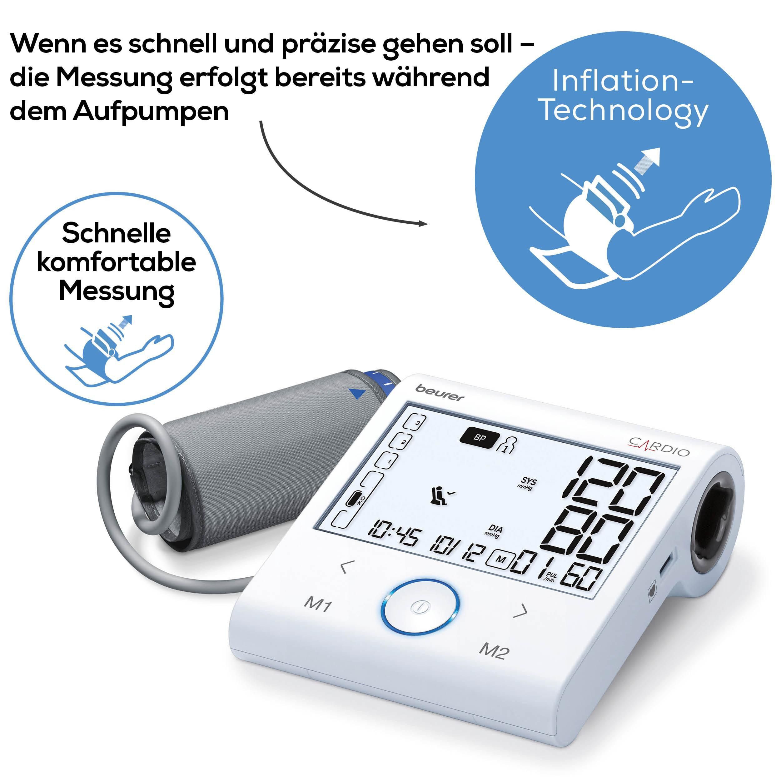 BEURER Oberarm-Blutdruckmessgerät Beurer BM 96 Blutdruckmessgerät mit EKG-Funktion, Mit 1-Kanal EKG zur Aufzeichnung des Herzrhythmus – Bild 4 von 5