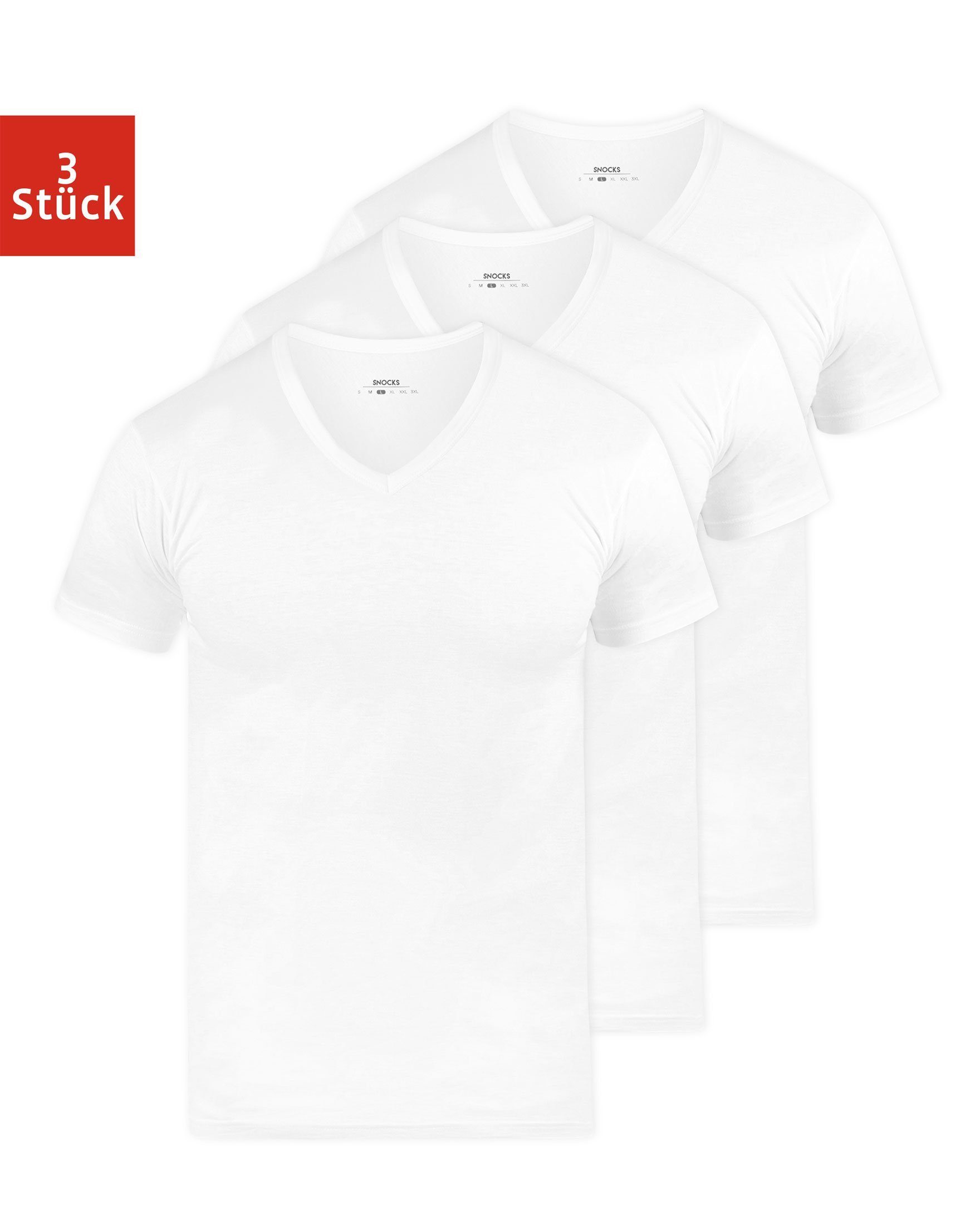 SNOCKS Unterziehshirt »T Shirt mit V-Ausschnitt Unterhemden Herren« (3 St),  aus Bio-Baumwolle, extra lang geschnitten online kaufen | OTTO