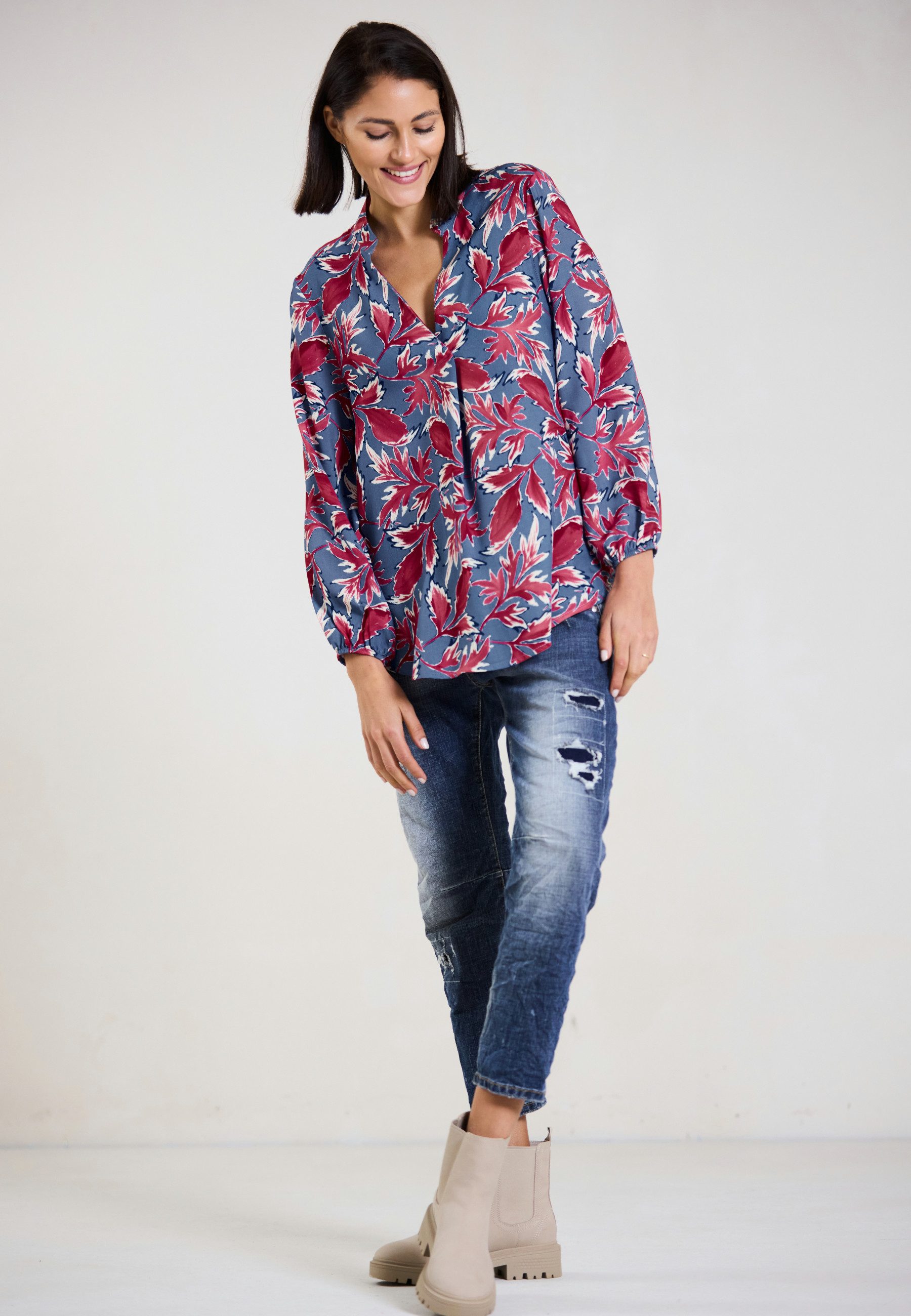 Andijamo-Fashion Druckbluse SHADOW BLOOM Lässige Bluse günstig online kaufen