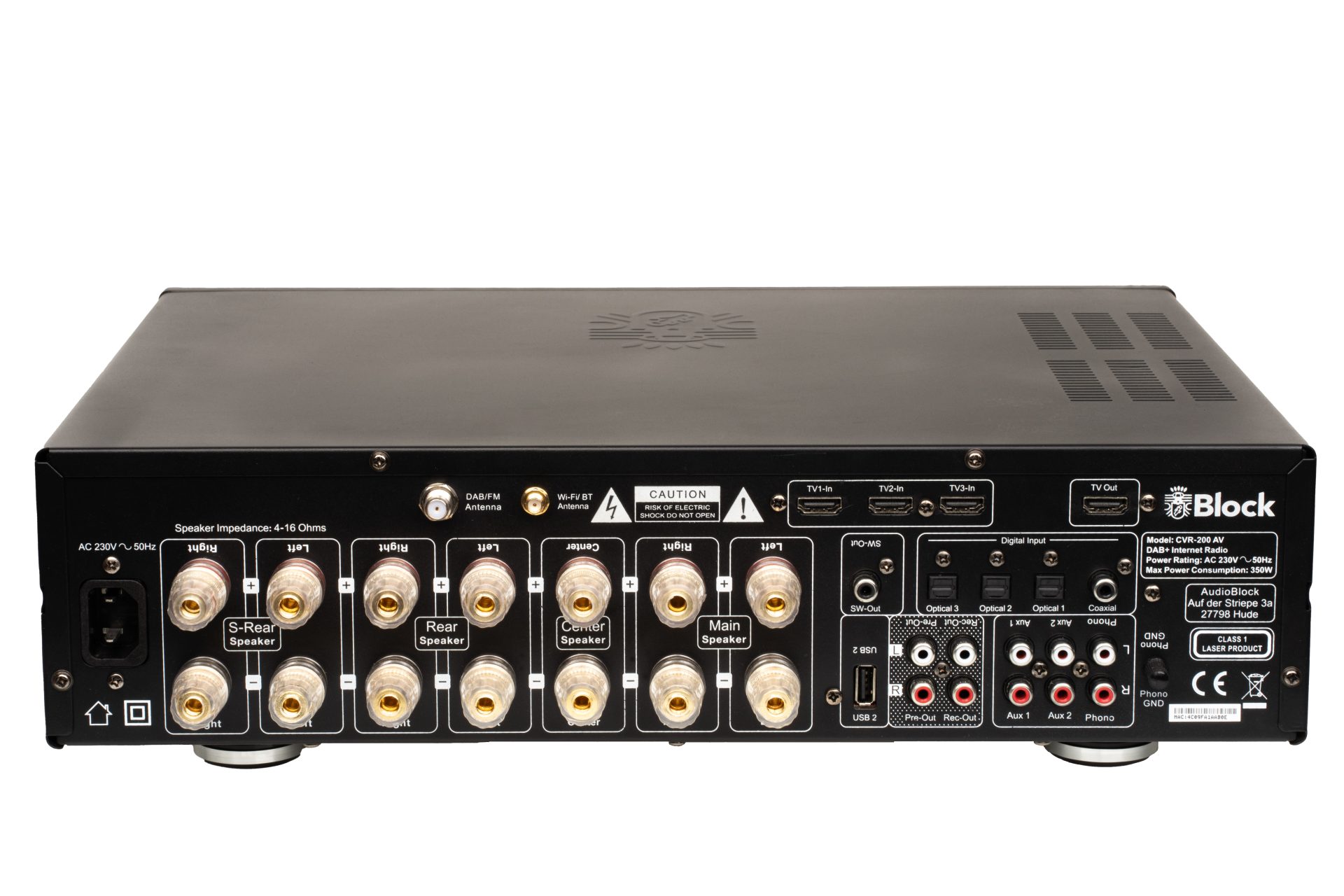 Block CVR-200 AV 7.1 Receiver mit Blu-ray, 7x100W, DAB+, ARC 7.1-Kanal-AV-Netzwerk-Receiver