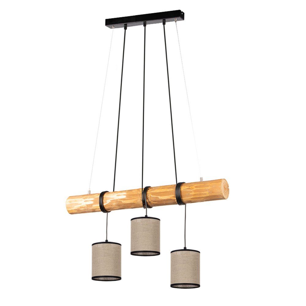 SPOT Light Hängeleuchte, Leuchtmittel Hängelampe Stoffschirm schwarz 3x nicht beige E27 Esstischleuchte inklusive, Holzlampe