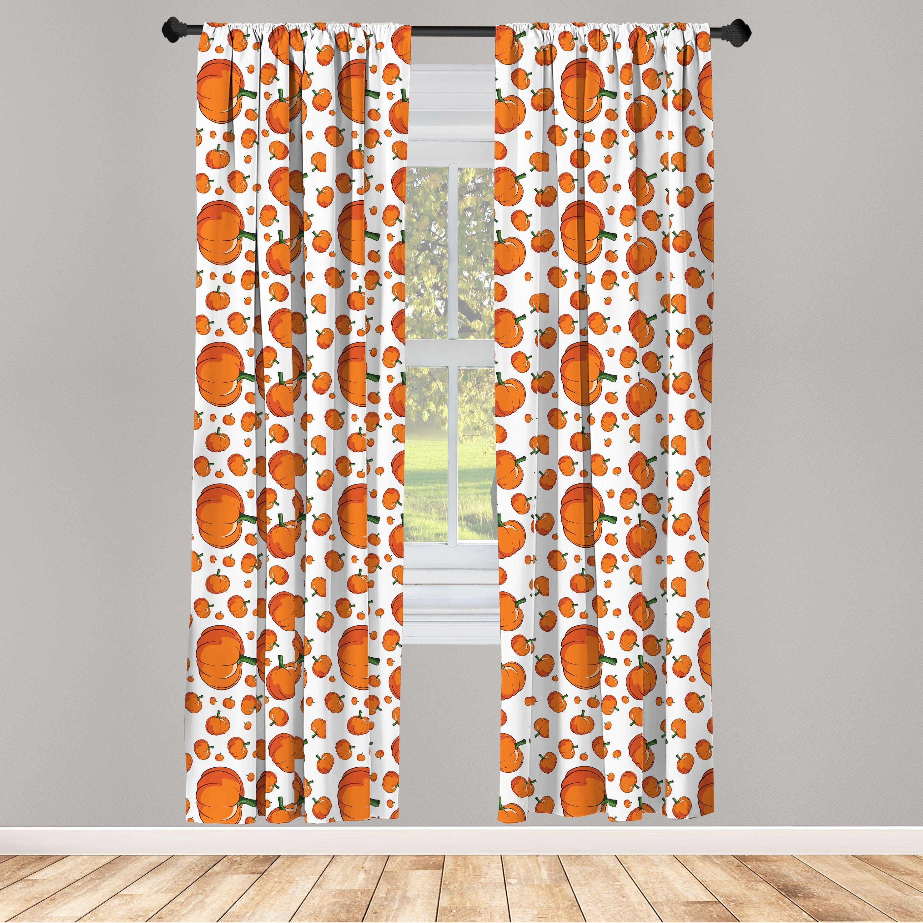 Gardine Vorhang für Wohnzimmer Halloween Abakuhaus, Kürbis Schlafzimmer Ernte Microfaser, Dekor, Pralle