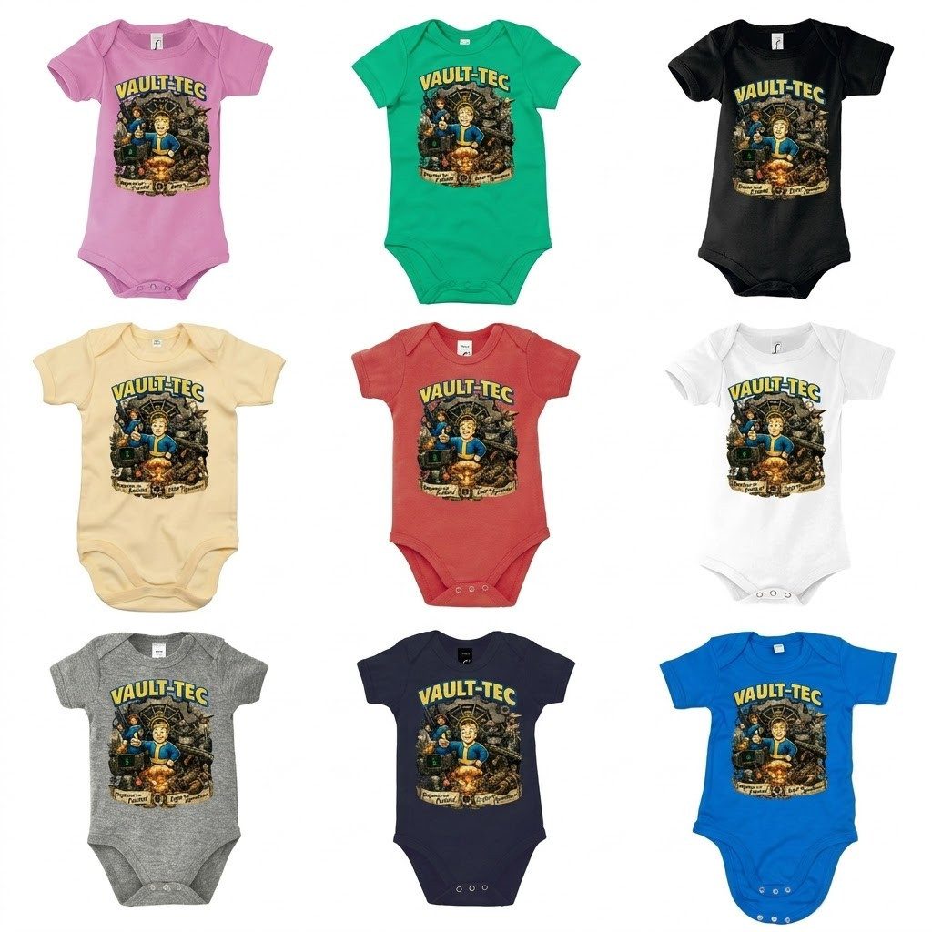 Blondie & Brownie Strampler Baby Body Retro Vault Held Comic Motiv Baumwolle Alltag Komfort (Einzelartikel) VaultHero Retro Babybody Komfortfit