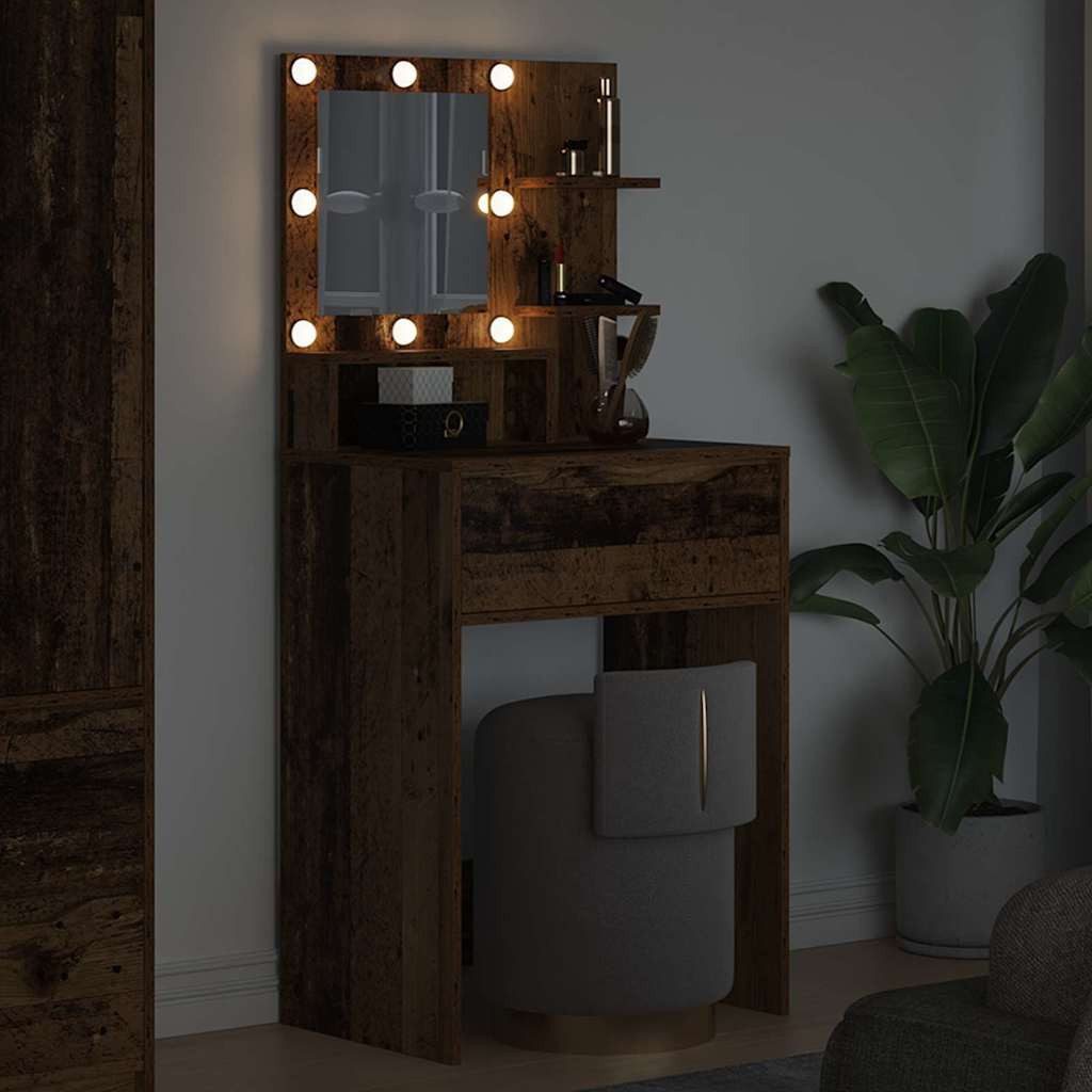 vidaXL Schminktisch Schlafzimmer-Frisiertische mit Regal Altholz 80 x 39,6 x 135 cm (1-St)