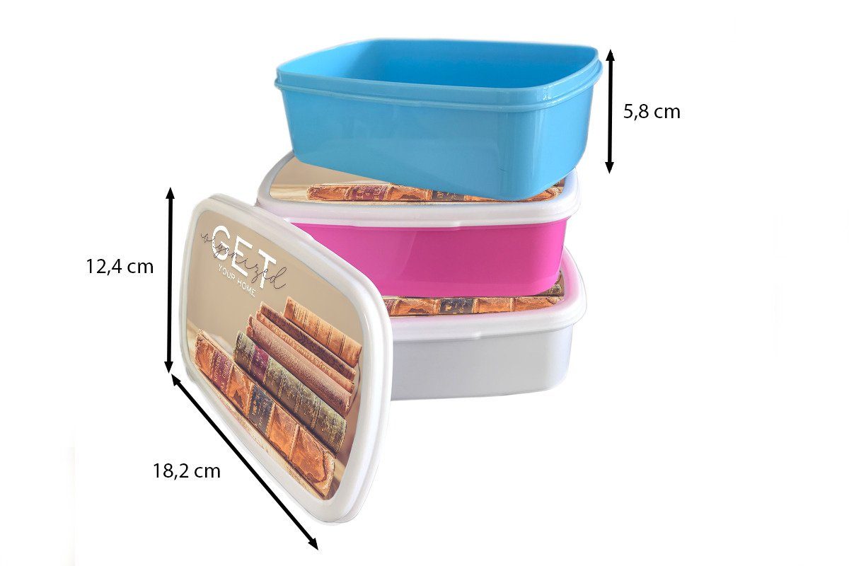 MuchoWow Lunchbox Sprichwörter - Zitate, rosa dein Kunststoff, Kunststoff Erwachsene, Brotbox Zuhause' für 'Organisiere - (2-tlg), Kinder, Brotdose Snackbox, Mädchen