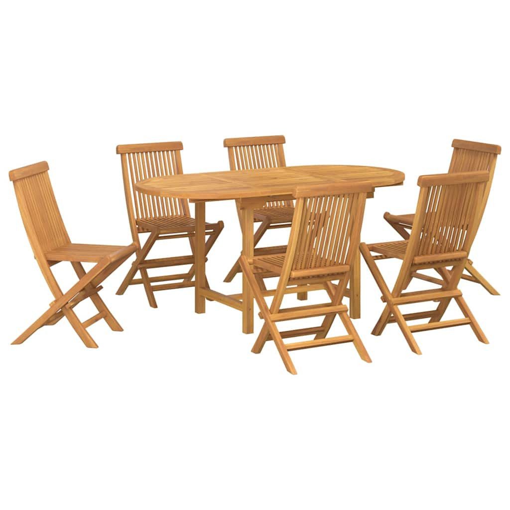 vidaXL Gartentisch Garten Essgruppe 7 stk. Braun Massivholz (7-St)