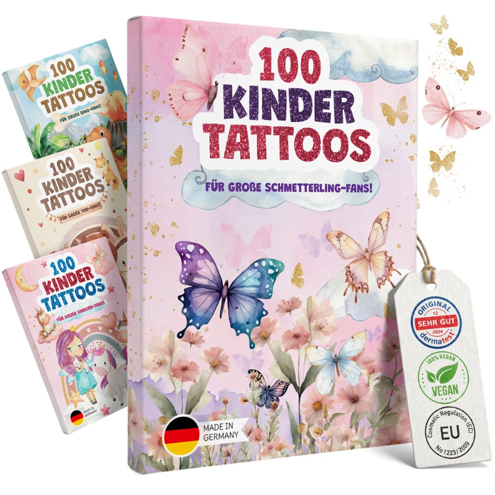 Eulentaler Kindertattoo I 100x hautfreundliche Kindertattoos I Von Pädagogen empfohlen, [Dermatest: Sehr Gut] Made in Germany, I Geburtstagsmitgebsel + Ausmalbilder