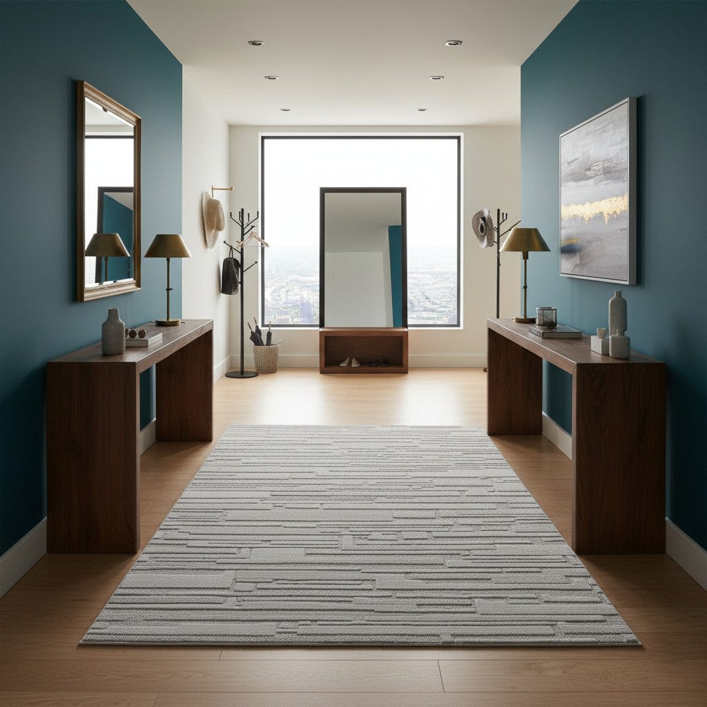 Vimoda Designteppich Stein Optik, 3D Motiv, Uni, Rechteckig, Höhe: 11 mm, Boho Teppich, Grau, Dick& dicht, Wohnzimmer, Schlafzimmer