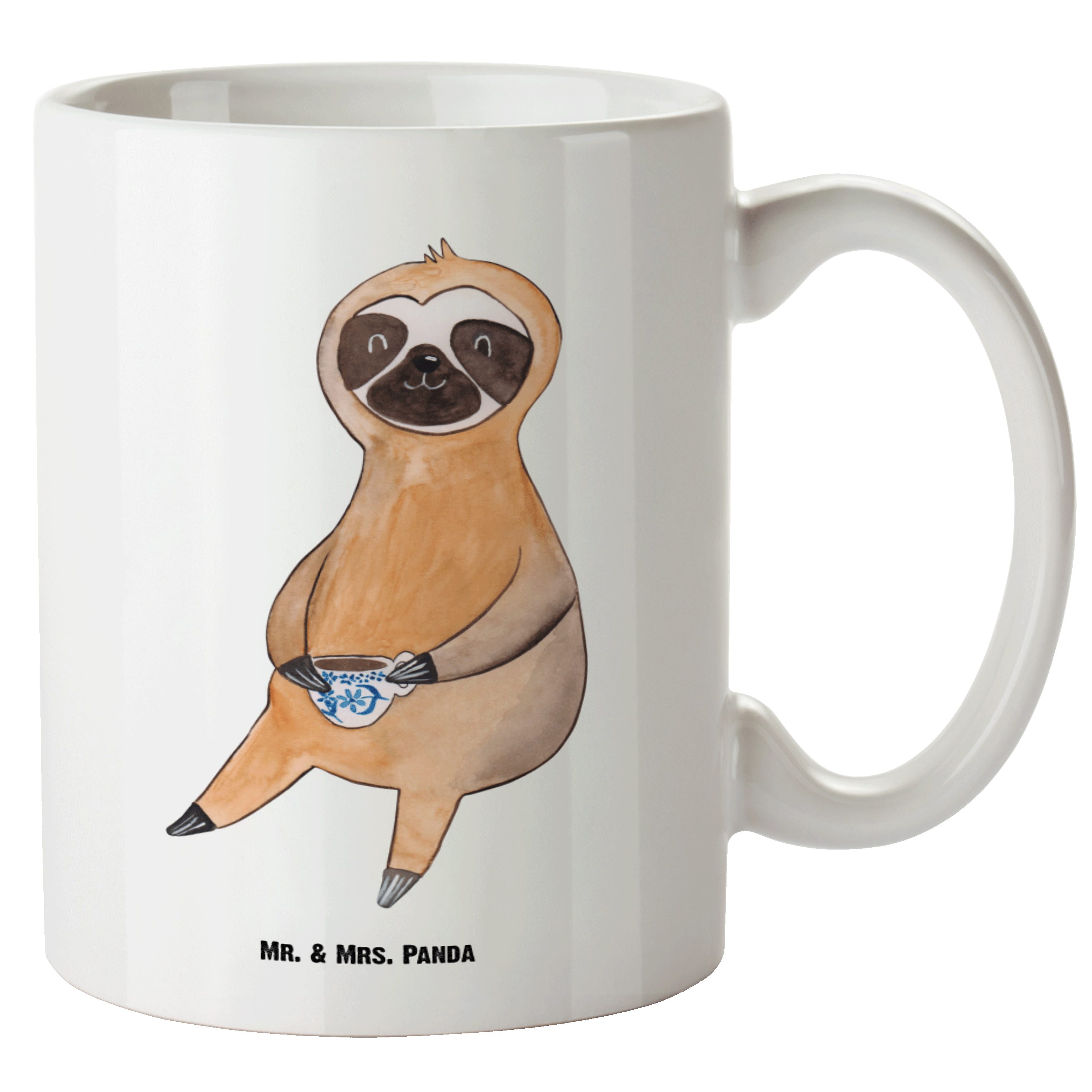 Mr. & Mrs. Panda Tasse Faultier Kaffee - Weiß - Geschenk, Faultier Geschenk, XL Tasse, spülm, XL Tasse Keramik