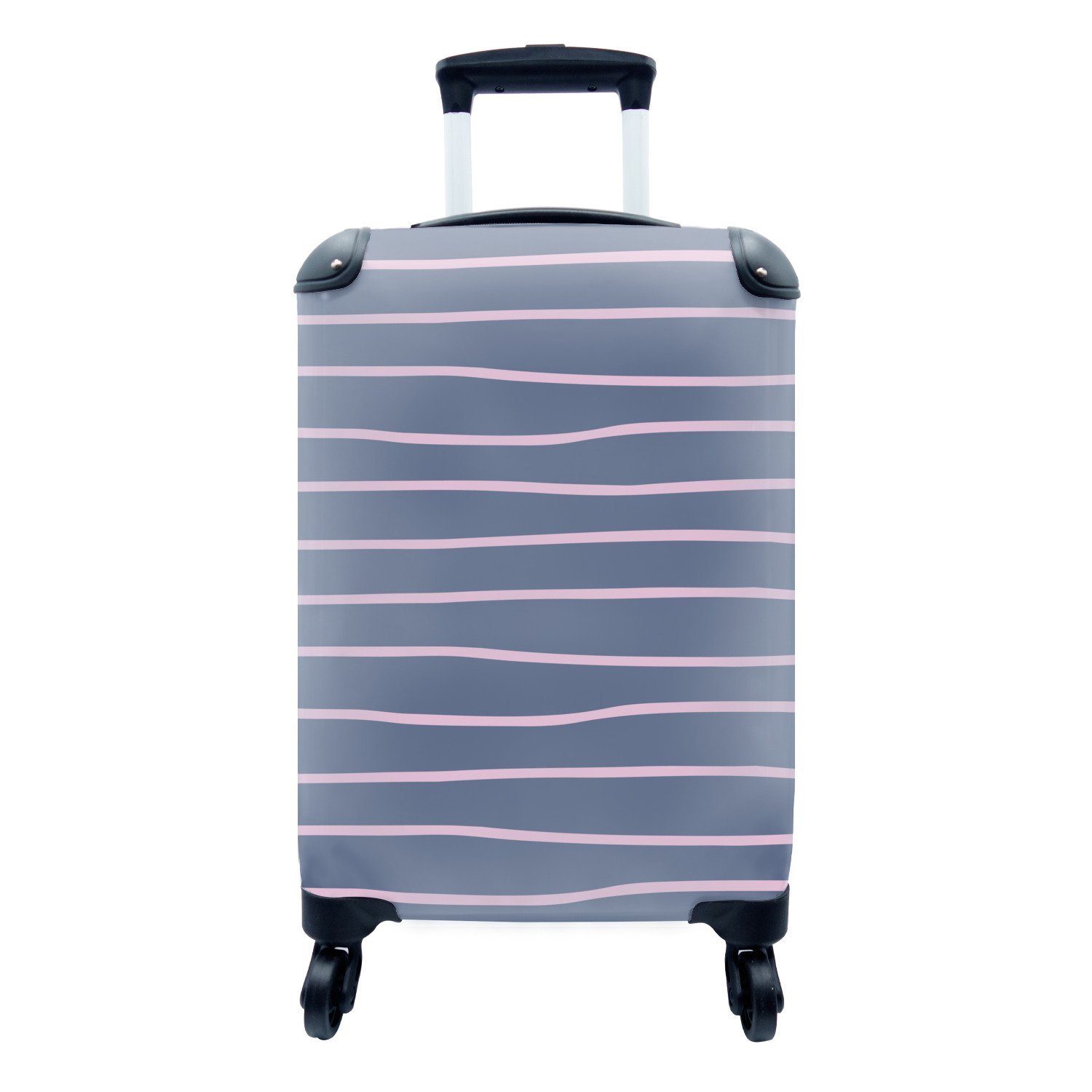 MuchoWow Handgepäckkoffer Rosa - Blau - Muster, 4 Rollen, Reisetasche mit rollen, Handgepäck für Ferien, Trolley, Reisekoffer