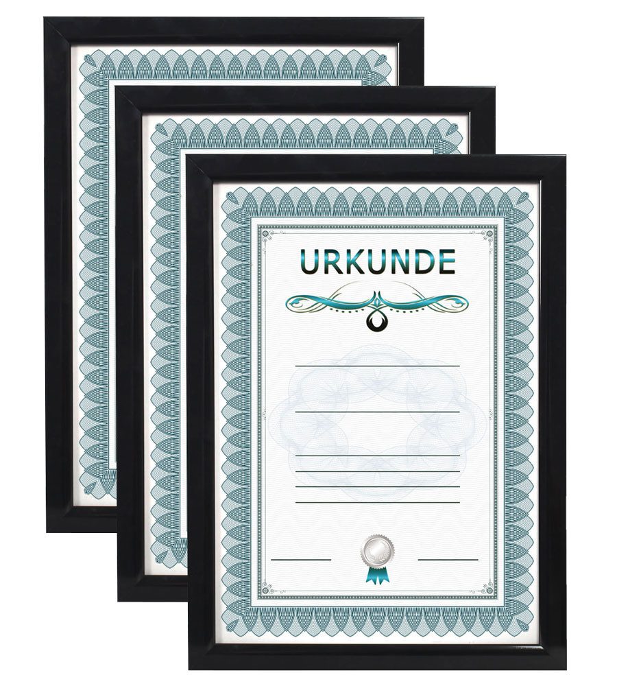 IDEAL TREND Bilderrahmen 2er 3er 5er 10er Pack Dokument Bilderrahmen 21x29,7 DIN A4 Urkunde Fot, für 3 Bilder (3 St)