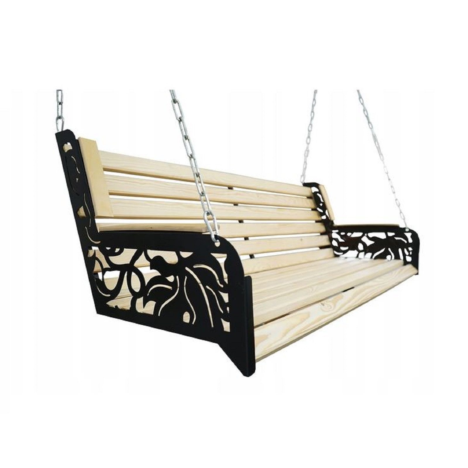 QLS Hollywoodschaukel 150 cm bis zu 300 kg, 1-Sitzer, Premium Rahmen mit Holzleisten Outdoor-Oase
