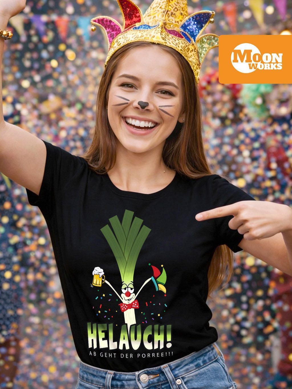MoonWorks Print-Shirt Damen T-Shirt Karneval Fasching Fastnacht Helauch Lau günstig online kaufen