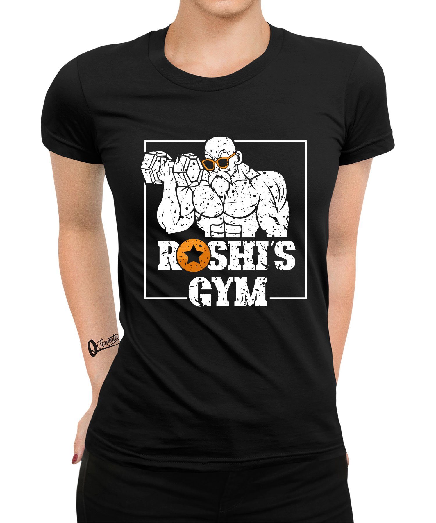 Quattro Formatee Kurzarmshirt Roshi's Gym - Workout Fitness Damen T-Shirt (1-tlg)