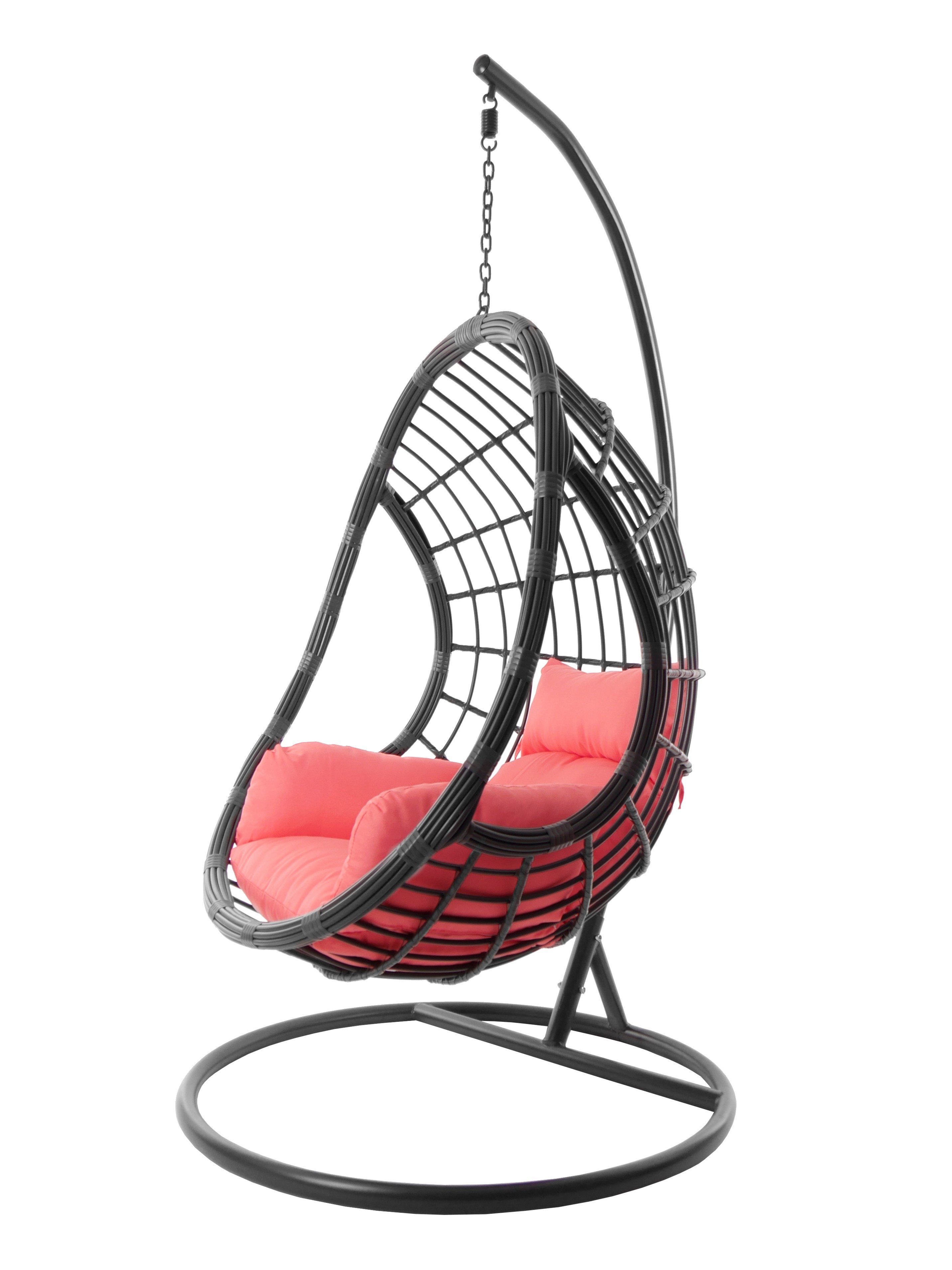 KIDEO Hängesessel Hängesessel PALMANOVA grau, moderne Loungemöbel, Hängestuhl in grau, inklusive Gestell und Kissen