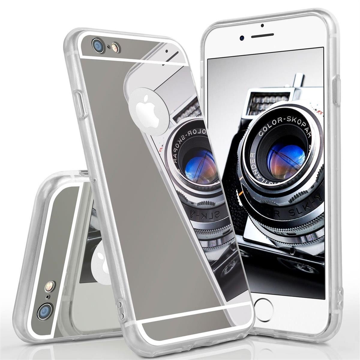 moex Handyhülle für iPhone 6s Hülle Spiegel Mirror Case Schwarz 4,7 Zoll, Silikon Handyhülle verspiegelte Rückseite Stylische Handy Schutzhülle