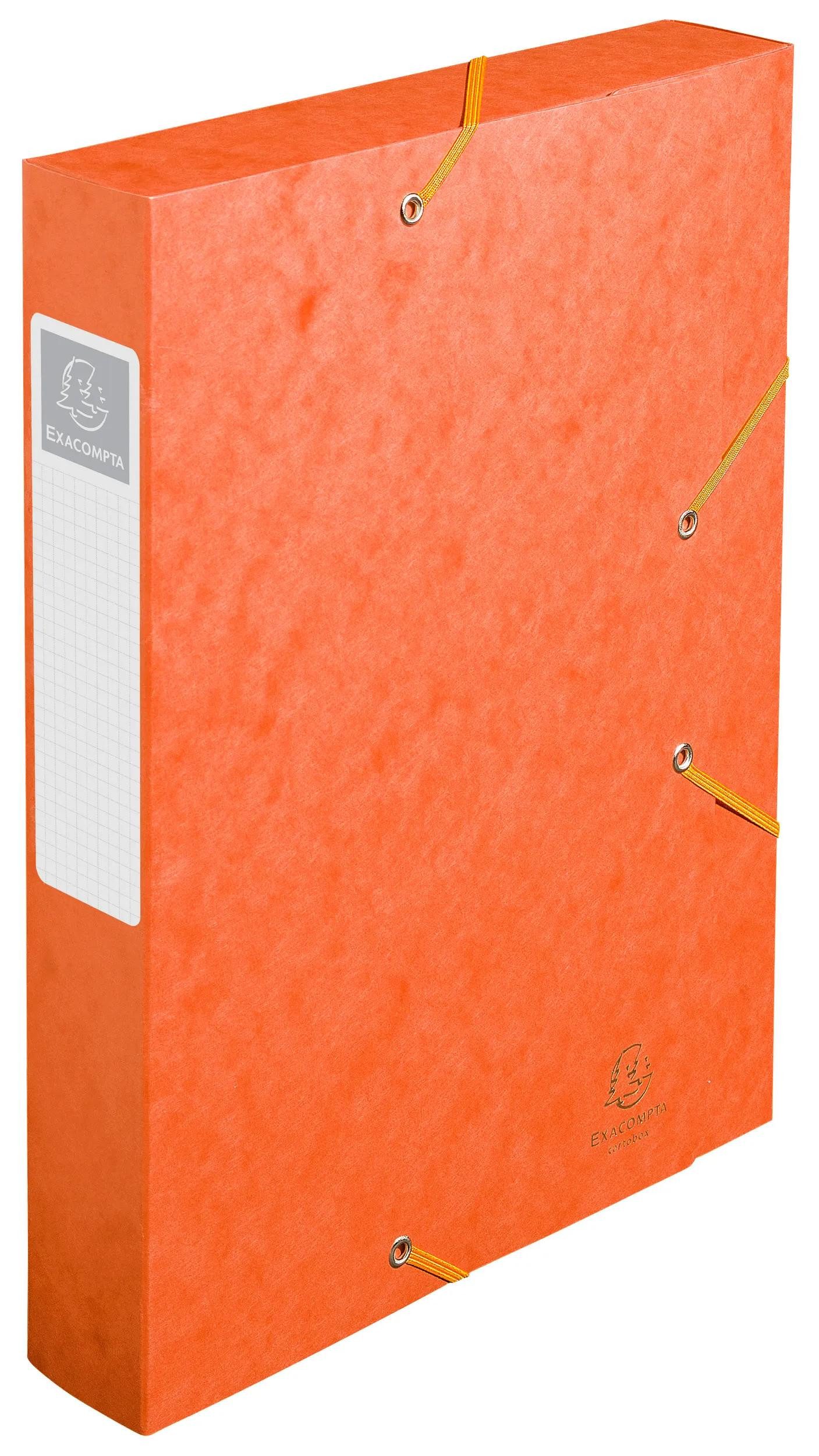 Thumbnail - EXACOMPTA Archivcontainer 10x Archivbox Rücken 60mm Karton +3 Klappen Gummizug A4 Orange 16017H, Boxen mit Gummizug
