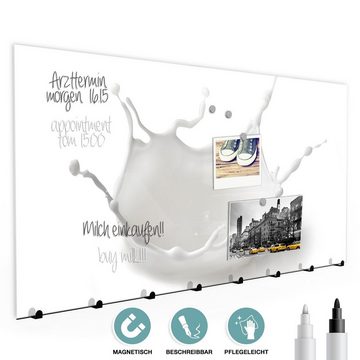 Primedeco Garderobenpaneel Magnetwand und Memoboard aus Glas Milch Splash hell