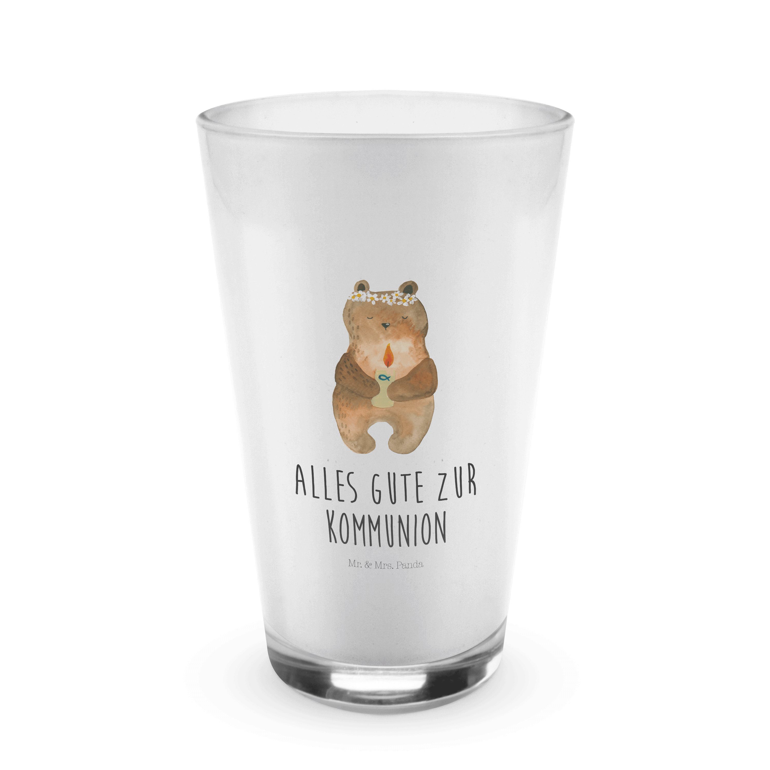 Mr. & Kommunion-Bär Premium Glas Glas Glas, Cappuccino Geschenk, - katholisch, Panda Mrs. - Transparent