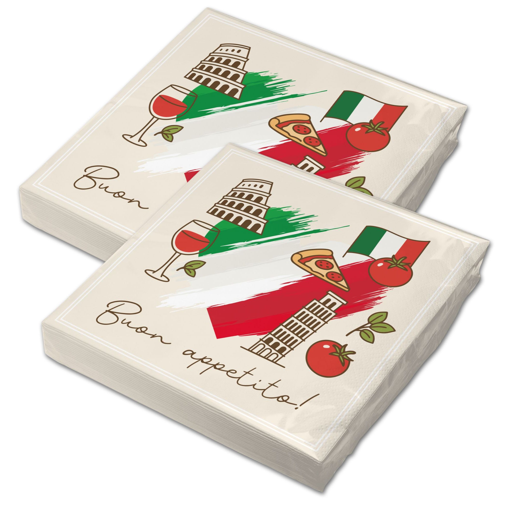 itenga Papierserviette itenga 40x Serviette Herz Flagge mit Bildern ITALIEN v2
